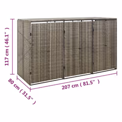 vidaXL Wheelie Bin Shed Garden Outdoor Rubbish Bin Shed Storage Poly Rattan - grey - Additional view 3