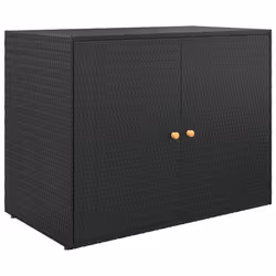 vidaXL Garden Storage Cabinet 100x55.5x80 cm Poly Rattan Organiser Black/Grey - black