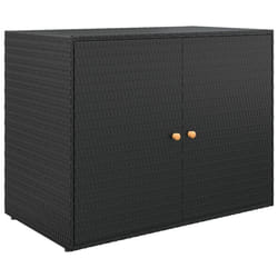 vidaXL Garden Storage Cabinet 100x55.5x80 cm Poly Rattan Organiser Black/Grey - black