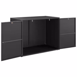 vidaXL Garden Storage Cabinet 100x55.5x80 cm Poly Rattan Organiser Black/Grey - black