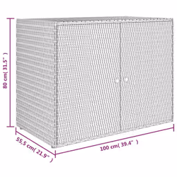 vidaXL Garden Storage Cabinet 100x55.5x80 cm Poly Rattan Organiser Black/Grey - black