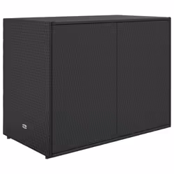 vidaXL Garden Storage Cabinet 100x55.5x80 cm Poly Rattan Organiser Black/Grey - black - Additional view 5
