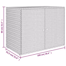 vidaXL Garden Storage Cabinet 100x55.5x80 cm Poly Rattan Organiser Black/Grey - grey