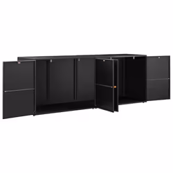 vidaXL Garden Storage Cabinet 198x55.5x80 cm Poly Rattan Organiser Black/Grey - black - Additional view 2