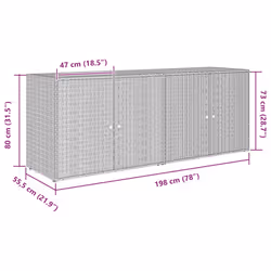 vidaXL Garden Storage Cabinet 198x55.5x80 cm Poly Rattan Organiser Black/Grey - black - Additional view 3