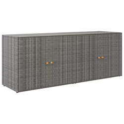 vidaXL Garden Storage Cabinet 198x55.5x80 cm Poly Rattan Organiser Black/Grey - grey