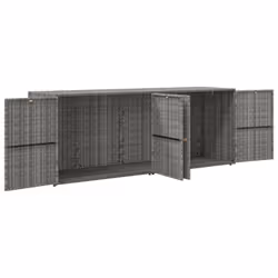 vidaXL Garden Storage Cabinet 198x55.5x80 cm Poly Rattan Organiser Black/Grey - grey
