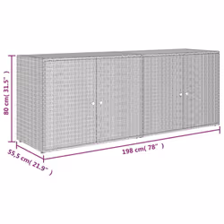 vidaXL Garden Storage Cabinet 198x55.5x80 cm Poly Rattan Organiser Black/Grey - grey