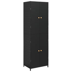 vidaXL Garden Storage Cabinet 59x40x180 cm Poly Rattan Organiser Black/Grey - black
