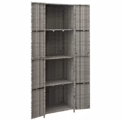 vidaXL Garden Storage Cabinet 59x40x180 cm Poly Rattan Organiser Black/Grey - grey - Additional view 2