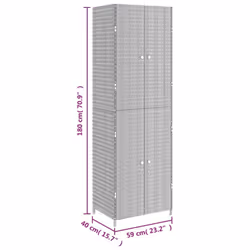 vidaXL Garden Storage Cabinet 59x40x180 cm Poly Rattan Organiser Black/Grey - grey - Additional view 3