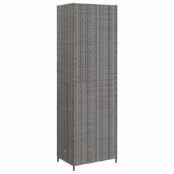 vidaXL Garden Storage Cabinet 59x40x180 cm Poly Rattan Organiser Black/Grey - grey - Additional view 5