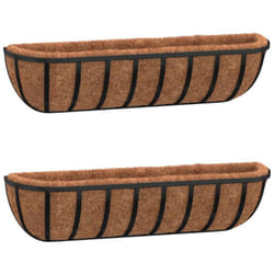vidaXL Wall Troughs Planter Manger Planter 2 pcs with Coco Liners Black Steel - 61 x 19 x 16 cm