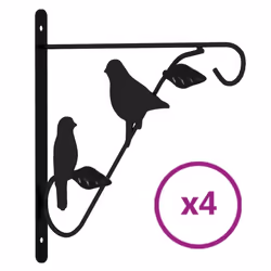 vidaXL 4x Hanging Basket Brackets Black Steel Planter Garden Plant Pot Hook