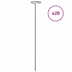 vidaXL 20x Garden Plant Stakes Dark Green 40 cm Steel Stake for Flower Support