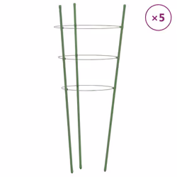 vidaXL 5x Garden Plant Supports with 4 Rings Green Steel Stake Multi Sizes - 18 x 45 cm