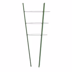 vidaXL 5x Garden Plant Supports with 4 Rings Green Steel Stake Multi Sizes - 18 x 45 cm - Additional view 5