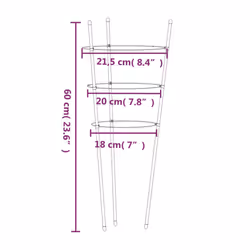 vidaXL 5x Garden Plant Supports with 4 Rings Green Steel Stake Multi Sizes - 21.5 x 60 cm