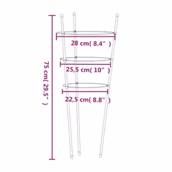 vidaXL 5x Garden Plant Supports with 4 Rings Green Steel Stake Multi Sizes - 28 x 75 cm