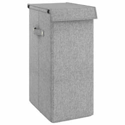 vidaXL Foldable Laundry Hamper Grey Faux Linen Fabric Sorter Bin Multi Sizes - 26 x 34.5 x 59.5 cm