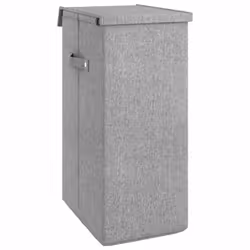 vidaXL Foldable Laundry Hamper Grey Faux Linen Fabric Sorter Bin Multi Sizes - 26 x 34.5 x 59.5 cm - Additional view 4