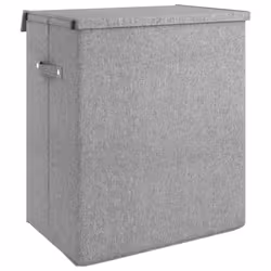 vidaXL Foldable Laundry Hamper Grey Faux Linen Fabric Sorter Bin Multi Sizes - 51 x 34.5 x 59 cm - Additional view 4