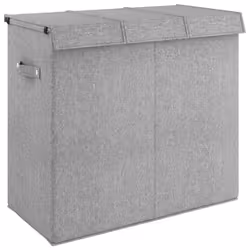vidaXL Foldable Laundry Hamper Grey Faux Linen Fabric Sorter Bin Multi Sizes - 64.5 x 34.5 x 59 cm