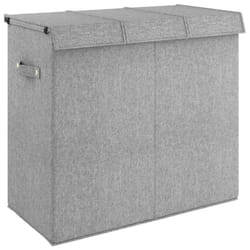 vidaXL Foldable Laundry Hamper Grey Faux Linen Fabric Sorter Bin Multi Sizes - 64.5 x 34.5 x 59 cm