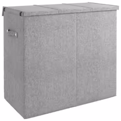 vidaXL Foldable Laundry Hamper Grey Faux Linen Fabric Sorter Bin Multi Sizes - 64.5 x 34.5 x 59 cm - Additional view 4