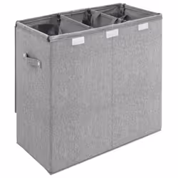 vidaXL Foldable Laundry Hamper Grey Faux Linen Fabric Sorter Bin Multi Sizes - 64.5 x 34.5 x 59 cm - Additional view 5
