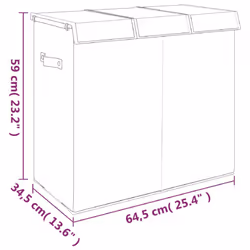 vidaXL Foldable Laundry Hamper Grey Faux Linen Fabric Sorter Bin Multi Sizes - 64.5 x 34.5 x 59 cm - Additional view 8