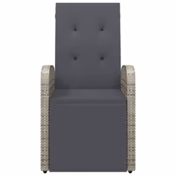 vidaXL Reclining Garden Chair with Cushions Recliner Chair Grey Poly Rattan