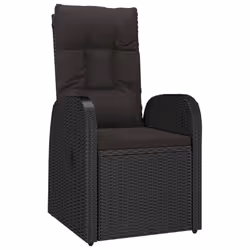 vidaXL Reclining Garden Chairs with Cushions Armchair 2 pcs Black Poly Rattan