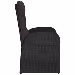 vidaXL Reclining Garden Chairs with Cushions Armchair 2 pcs Black Poly Rattan - Additional view 4