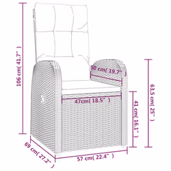 vidaXL Reclining Garden Chairs with Cushions Armchair 2 pcs Black Poly Rattan - Additional view 6