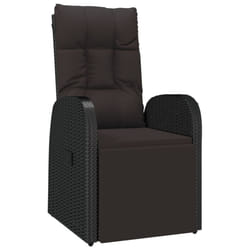 vidaXL Reclining Garden Chair with Cushions Recliner Chair Black Poly Rattan