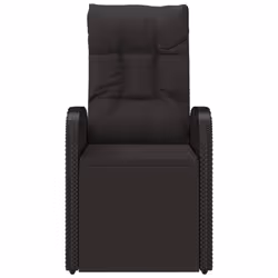vidaXL Reclining Garden Chair with Cushions Recliner Chair Black Poly Rattan - Additional view 2