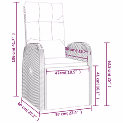 vidaXL Reclining Garden Chair with Cushions Recliner Chair Black Poly Rattan - Additional view 3