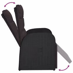 vidaXL Reclining Garden Chair with Cushions Recliner Chair Black Poly Rattan - Additional view 4