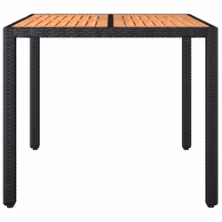 vidaXL Garden Table with Wooden Top Black Poly Rattan and Solid Wood Acacia