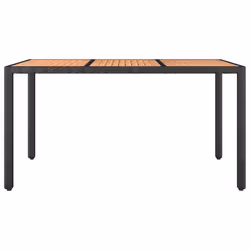 vidaXL Garden Table with Wooden Top Black Poly Rattan and Solid Wood Acacia