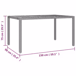 vidaXL Garden Table with Wooden Top Black Poly Rattan and Solid Wood Acacia - Additional view 5