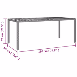vidaXL Garden Table with Wooden Top Black Poly Rattan and Solid Wood Acacia - Additional view 5