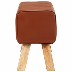 vidaXL Gym Bok Bench Dining Bench Brown Real Leather and Solid Wood Mango - Additional view 2