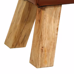 vidaXL Gym Bok Bench Dining Bench Brown Real Leather and Solid Wood Mango - Additional view 4