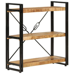 vidaXL Bookcase Bookshelf Wooden Storage Rack Shelf Solid Wood Mango and Iron - Brown