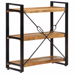 vidaXL Bookcase Bookshelf Wooden Storage Rack Shelf Solid Wood Mango and Iron - Brown
