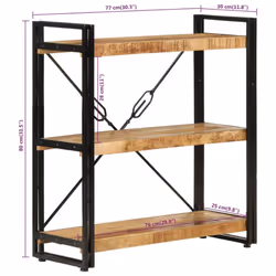 vidaXL Bookcase Bookshelf Wooden Storage Rack Shelf Solid Wood Mango and Iron - Brown