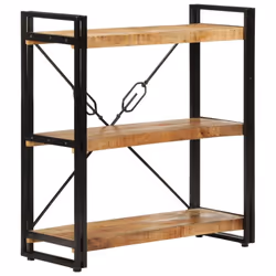 vidaXL Bookcase Bookshelf Wooden Storage Rack Shelf Solid Wood Mango and Iron - Brown - Additional view 6