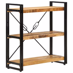 vidaXL Bookcase Bookshelf Wooden Storage Rack Shelf Solid Wood Mango and Iron - Brown - Additional view 7